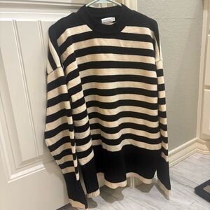 Shop the Mint Oversized Black and Cream Striped Sweater size Large